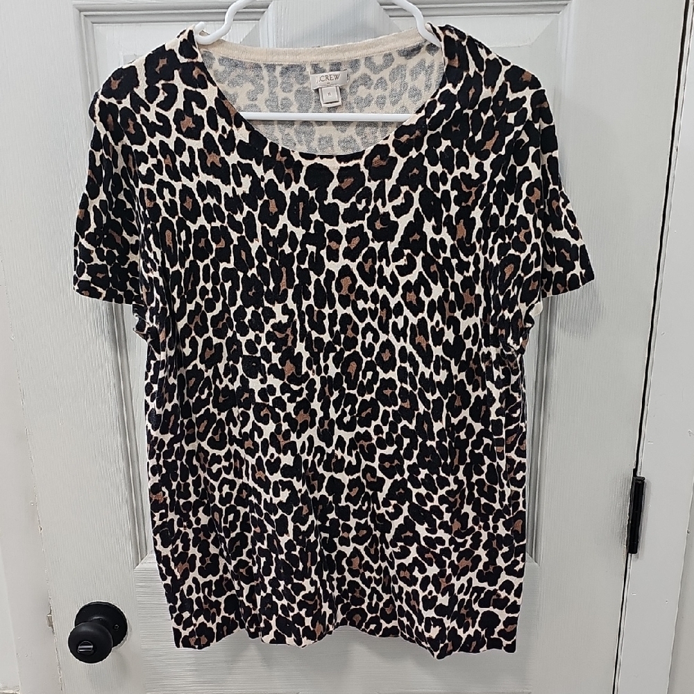 J Crew Animal Print Short Sleeve Top